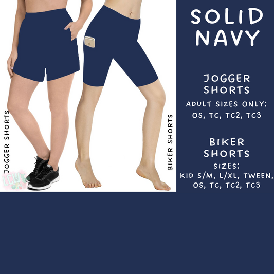 Ready To Ship - Solid Navy Biker & Jogger Shorts