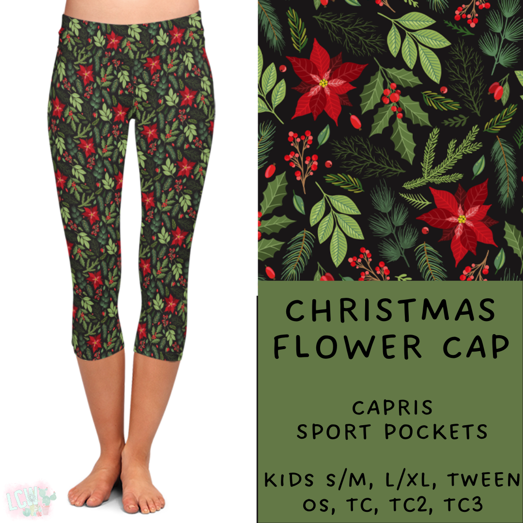 Ready To Ship - Christmas Flower Capris