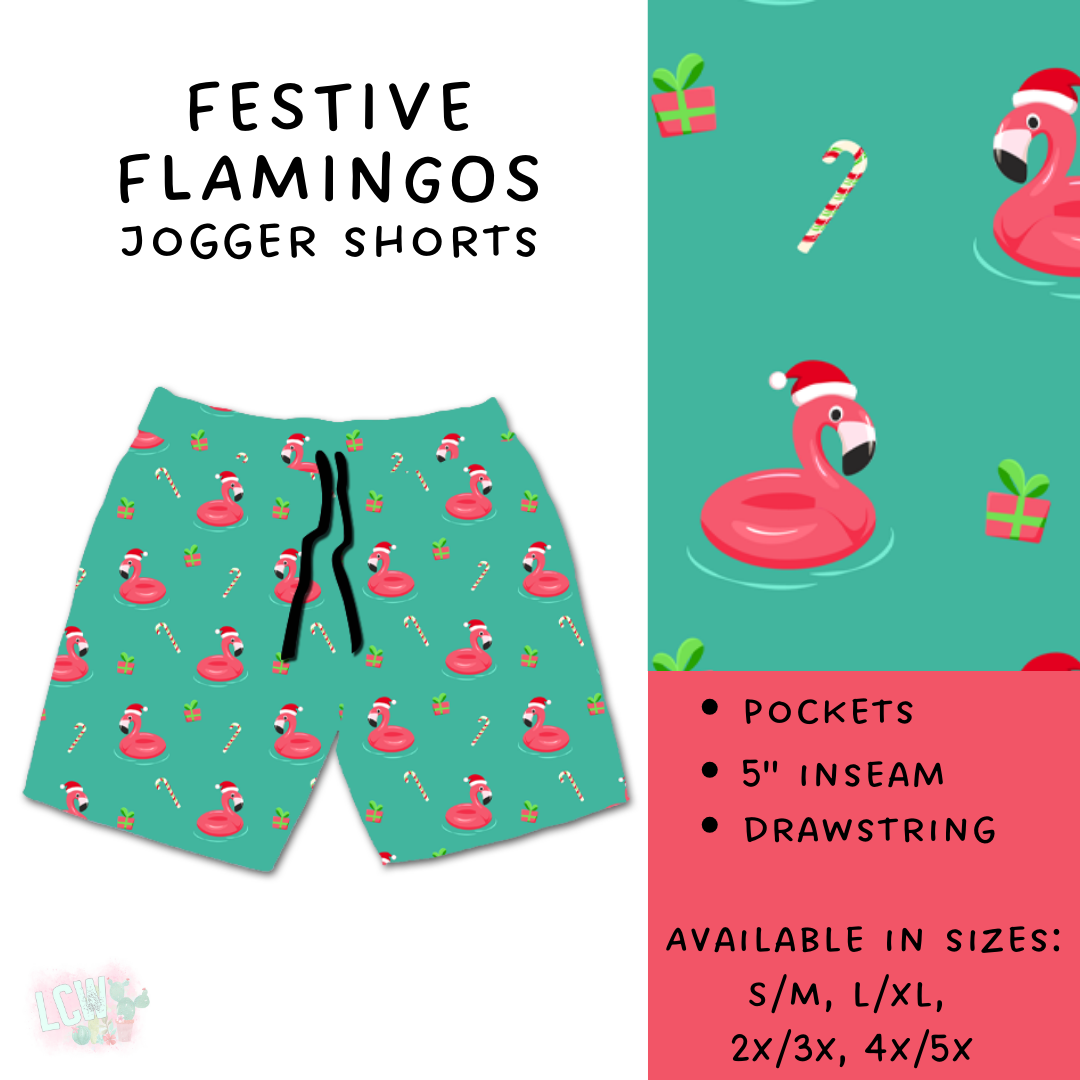 Ready To Ship - Coastal Christmas  - Festive Flamingos