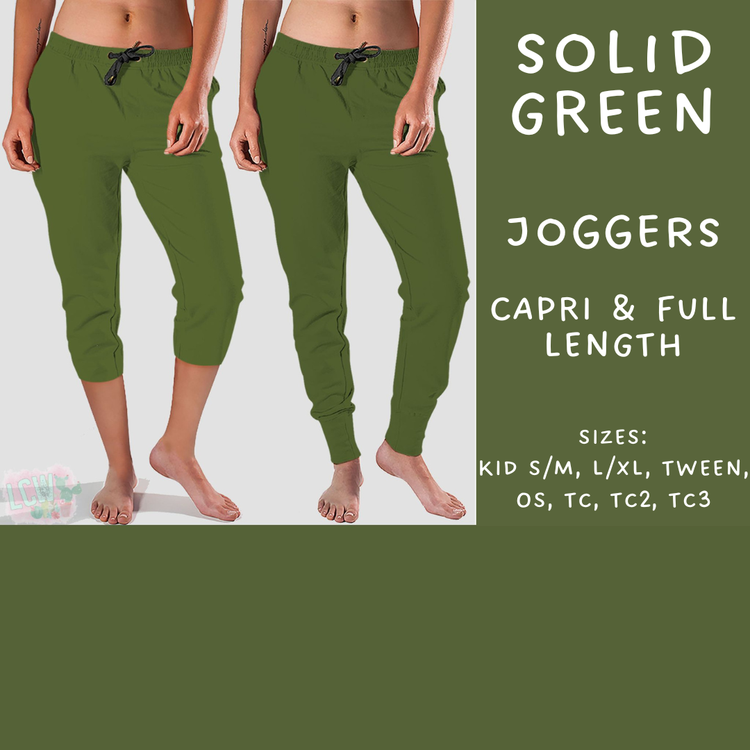 Ready To Ship - Solid Green Full and Capri Length Joggers