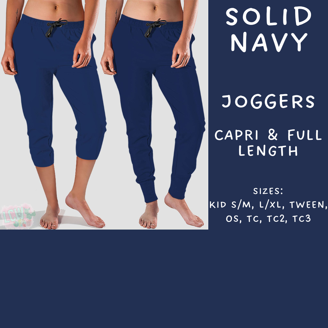 Ready To Ship - Solid Navy Full and Capri Length Joggers