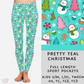 Ready To Ship - Pretty Teal Christmas Leggings