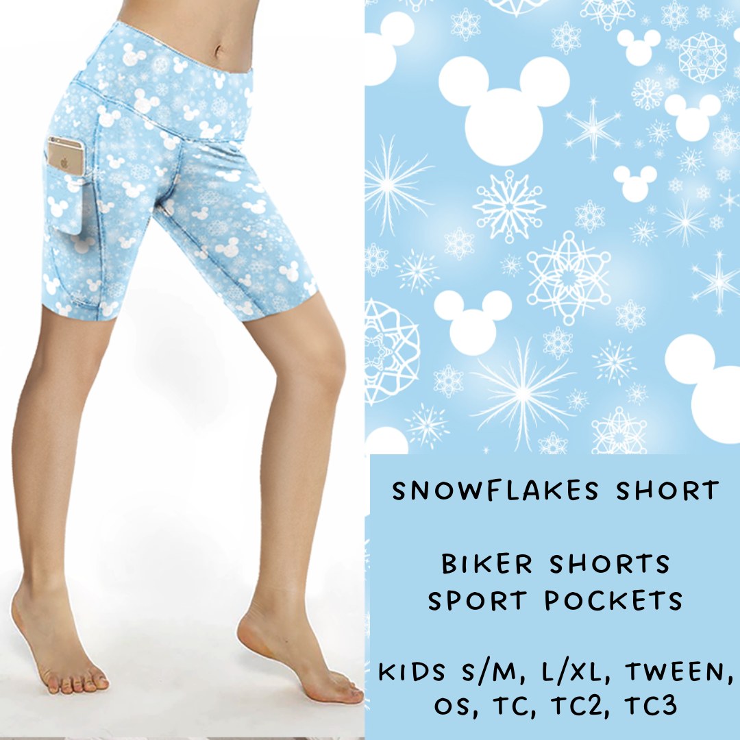 Ready To Ship - Snowflakes Biker Shorts