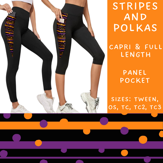 Ready To Ship - Stripes and Polkas Pocket Capri Length Leggings - TC2