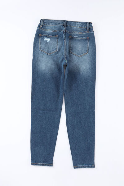 Button-Fly Distressed Jeans with Pockets